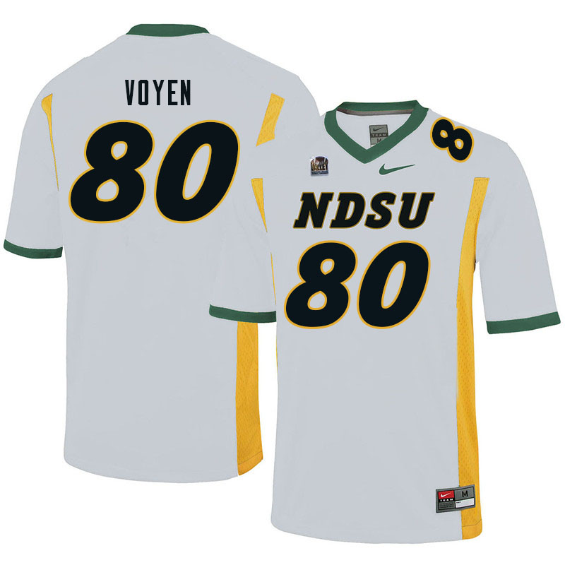 Men #80 Andy Voyen North Dakota State Bison College Football Jerseys Sale-White